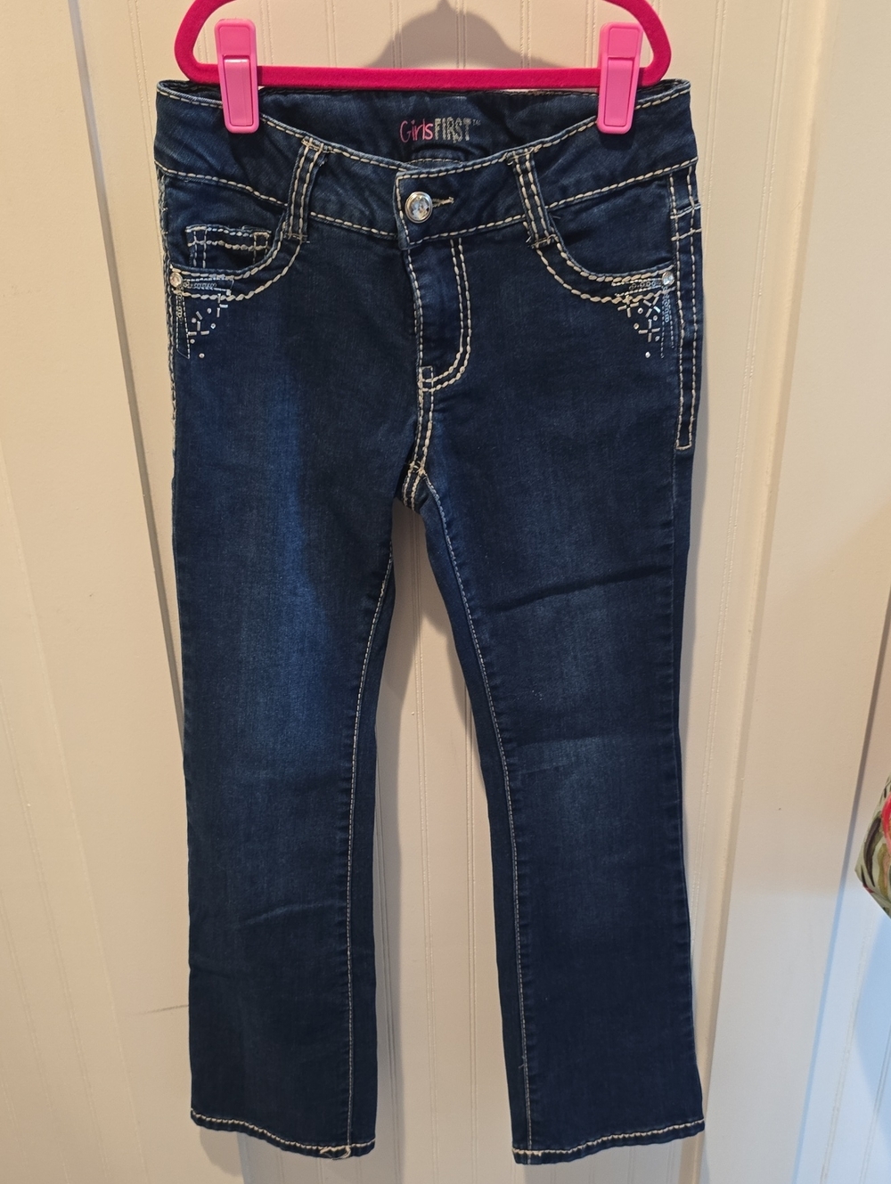 Girls' Dark Blue Stretch Denim Jeans by